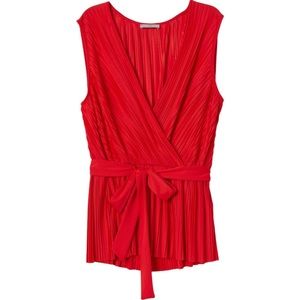 H&M Red Pleated Top